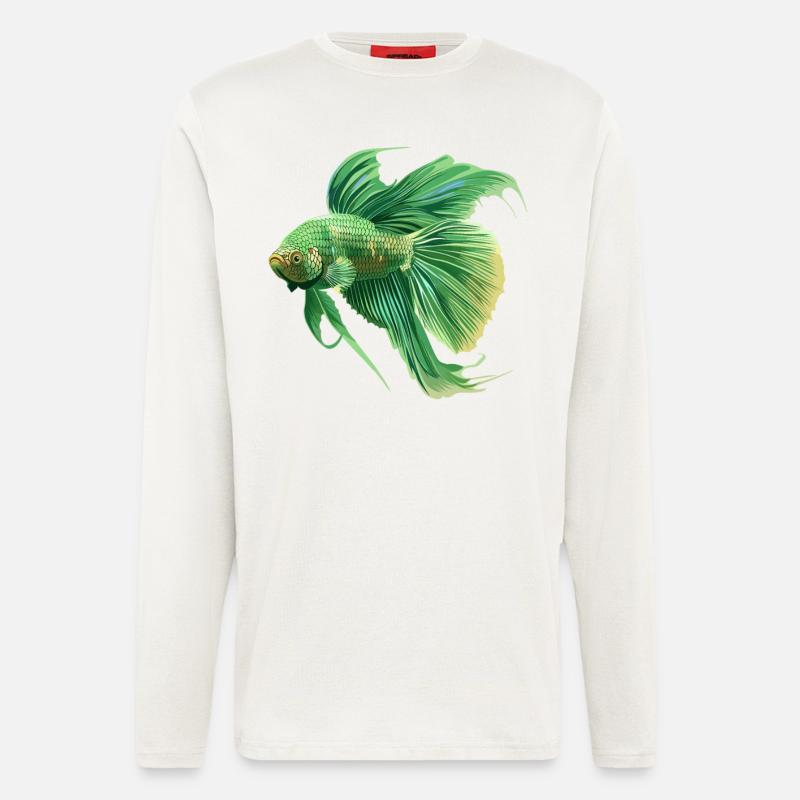 Bettas Betta Poisson Betta - Manches longues bio décontracté fabriqué en UE - OFF WHITE