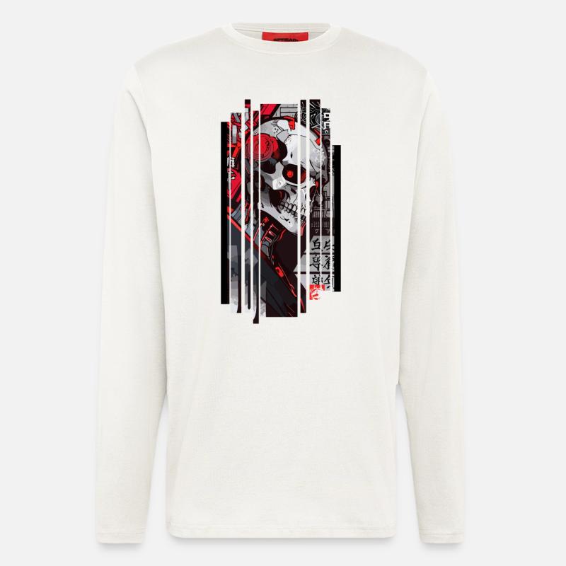 Cyborg Schädel Kanji - Langarmshirt - made by SPREAD  - OFF WHITE