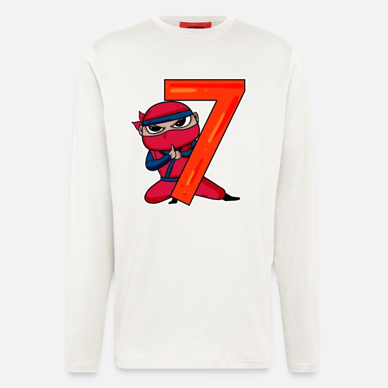 Fils Ninja de 7 ans - Manches longues bio décontracté fabriqué en UE - OFF WHITE