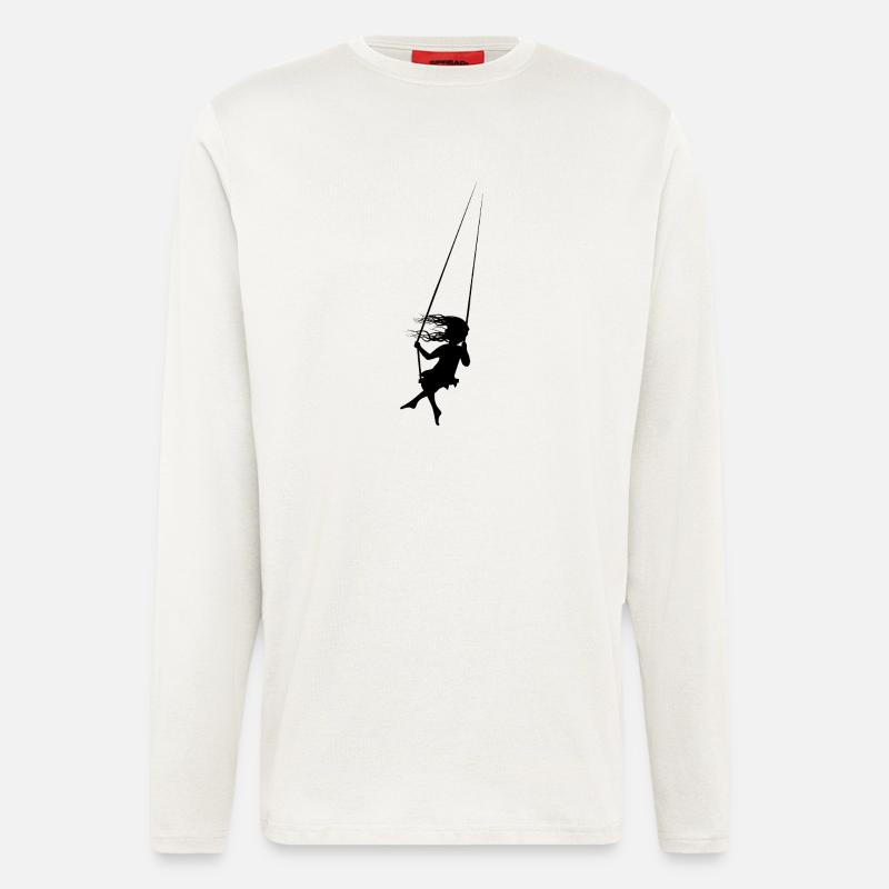 Silhouette Mädchen auf romantischer Schaukel - Langarmshirt - made by SPREAD  - OFF WHITE