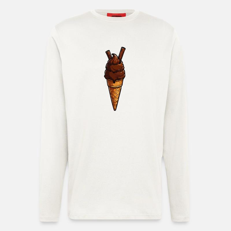 Schokoladen-Eis Cone Muster - Langarmshirt - made by SPREAD  - OFF WHITE