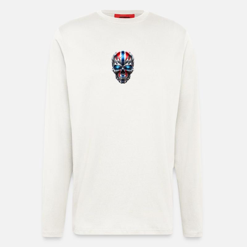 Cyber Totenschädel Flaggenfarben - Langarmshirt - made by SPREAD  - OFF WHITE