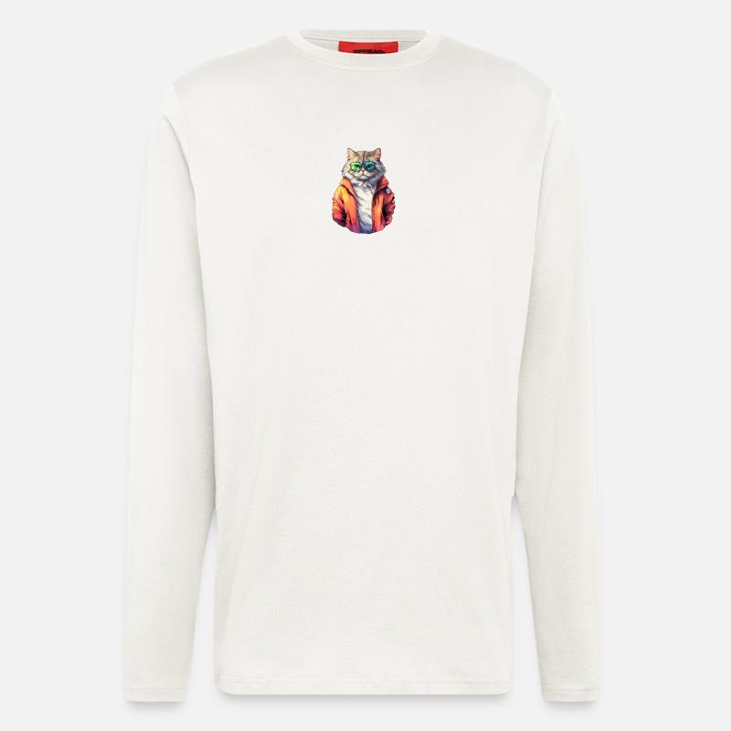 Coole 80s Katze - Langarmshirt - made by SPREAD  - OFF WHITE