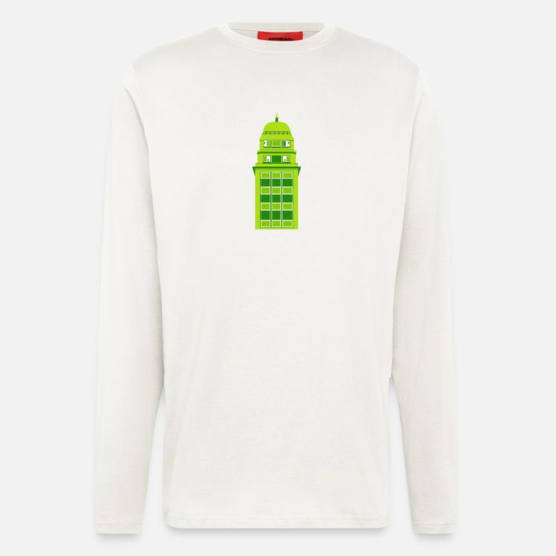 Retro Green Tower Clock - Longsleeve - made by SPREAD  - OFF WHITE