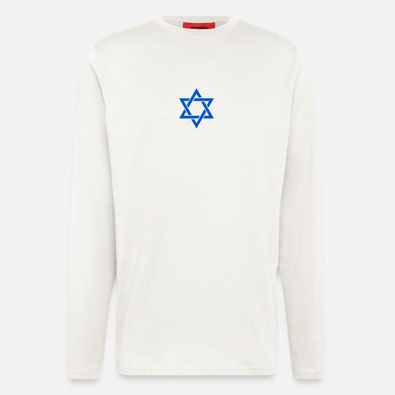 Étoile de David Israël - Manches longues bio décontracté fabriqué en UE - OFF WHITE