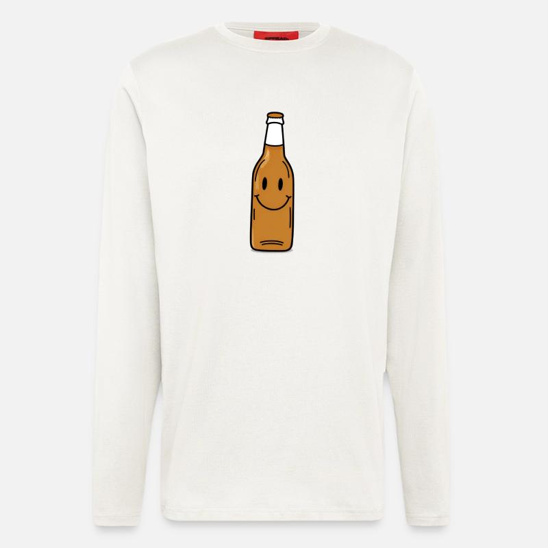 Lächelnde Bierflasche Cartoon - Langarmshirt - made by SPREAD  - OFF WHITE