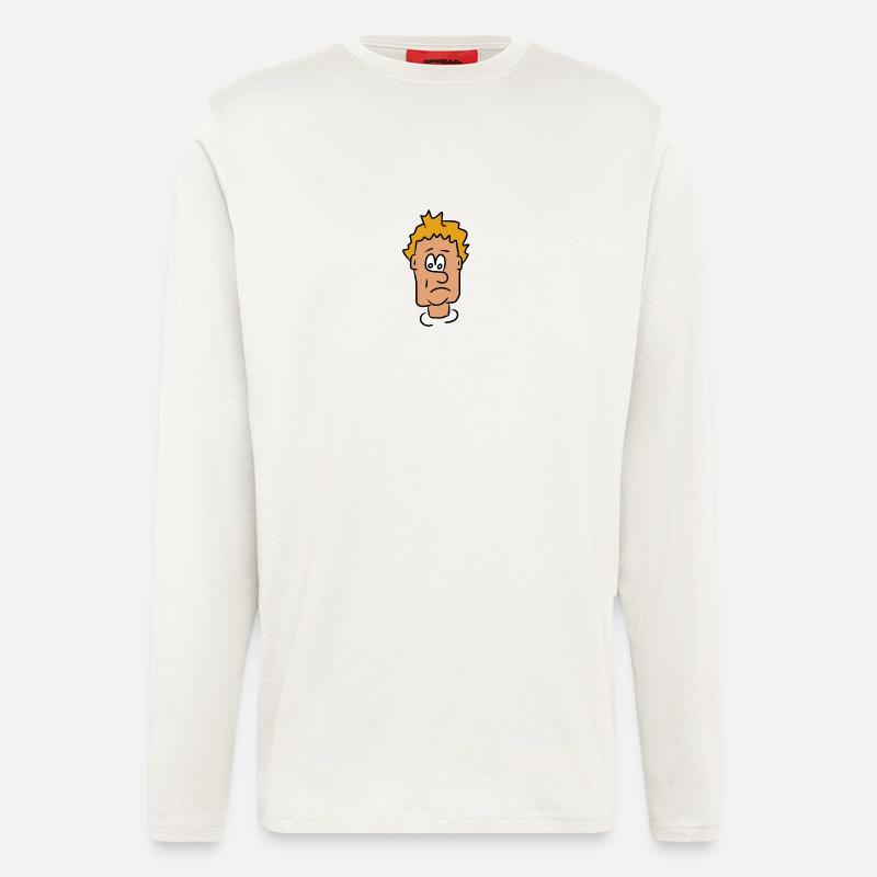 Triste visage comique insatisfait - Manches longues bio décontracté fabriqué en UE - OFF WHITE