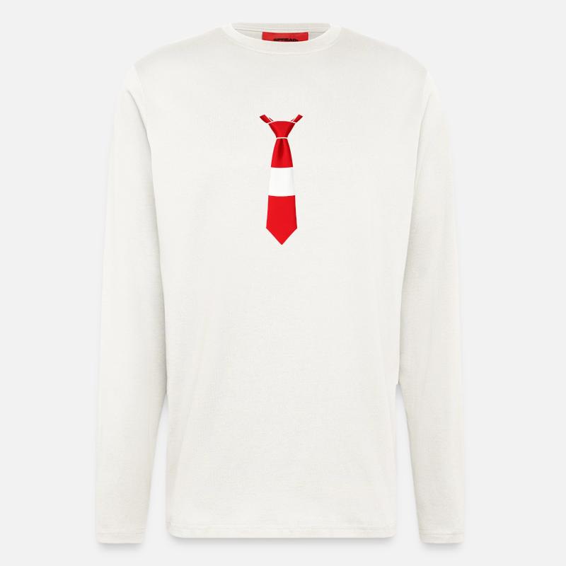 Cravate Lettonie – Conception du drapeau - Manches longues bio décontracté fabriqué en UE - OFF WHITE