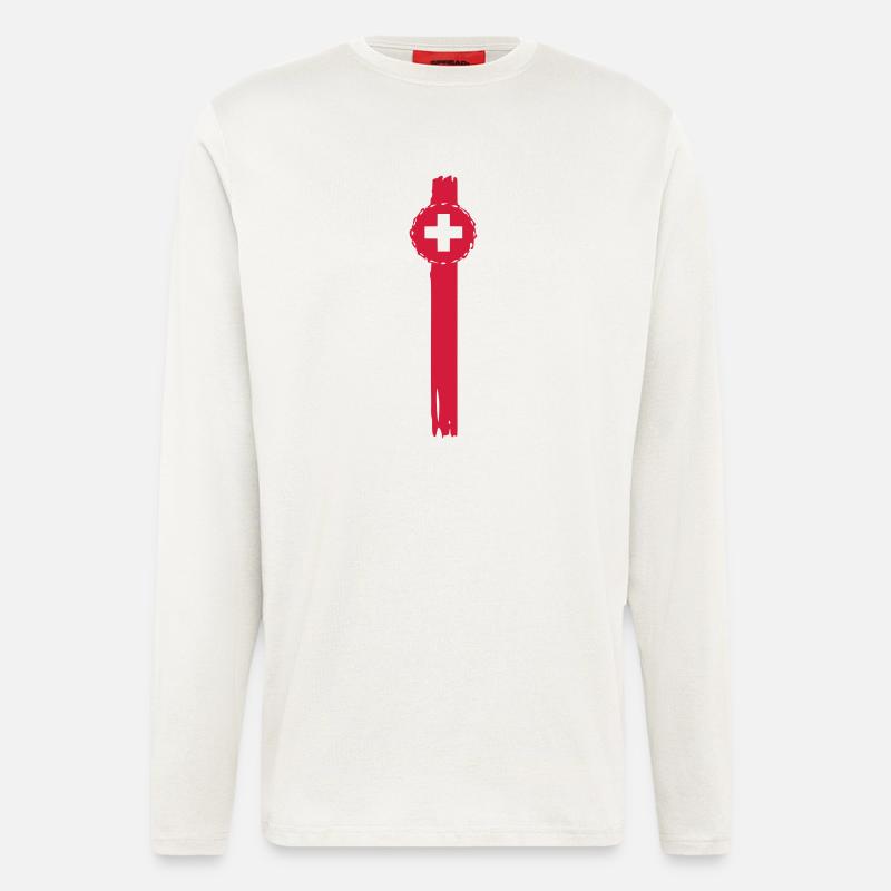 scheizer Kreuz anstecker - Langarmshirt - made by SPREAD  - OFF WHITE