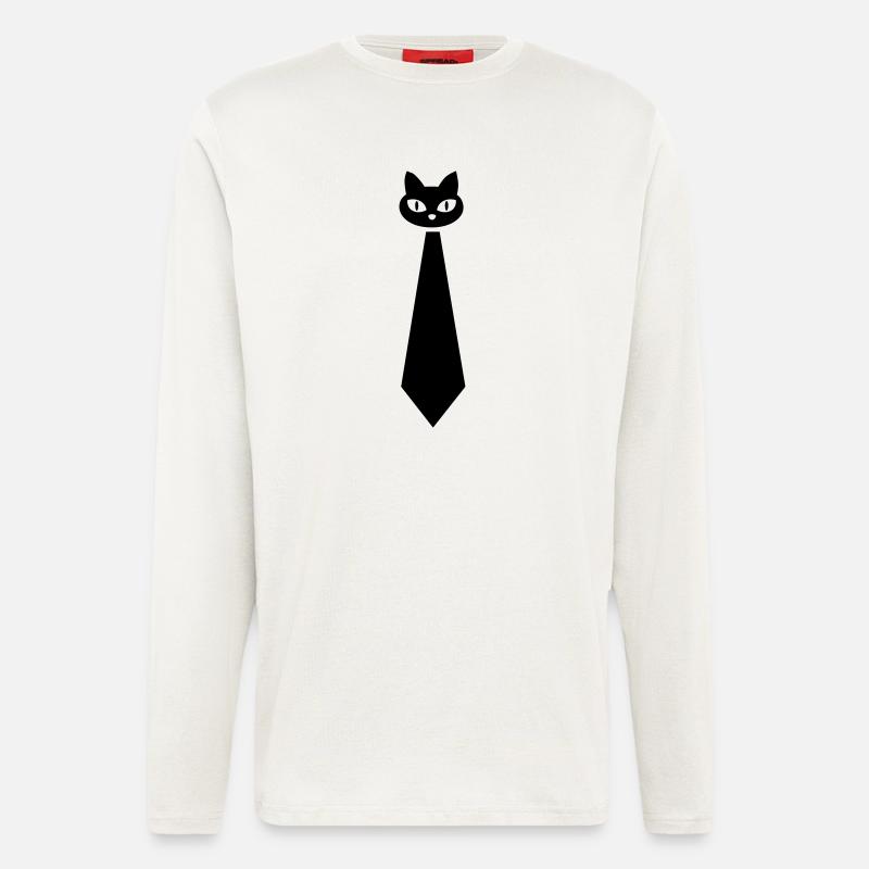 Katzen-Krawatte – einfach purrfect - Langarmshirt - made by SPREAD - OFF WHITE