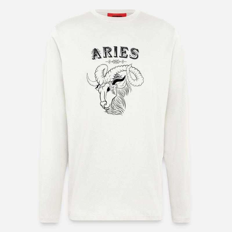 Aries Sternzeichen Widder - Langarmshirt - made by SPREAD  - OFF WHITE