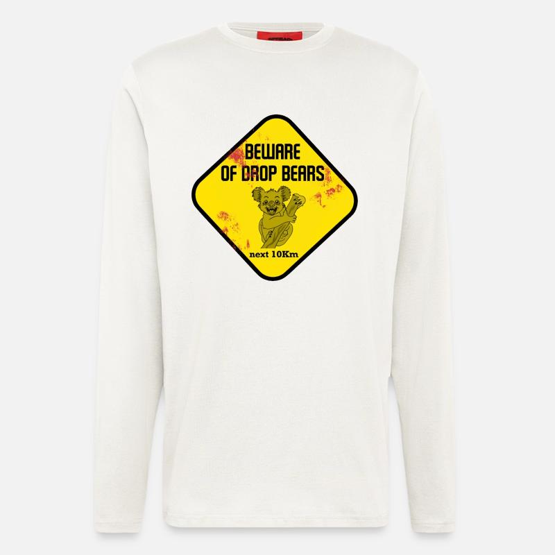 Warnschild Drop Bears - Langarmshirt - made by SPREAD  - OFF WHITE