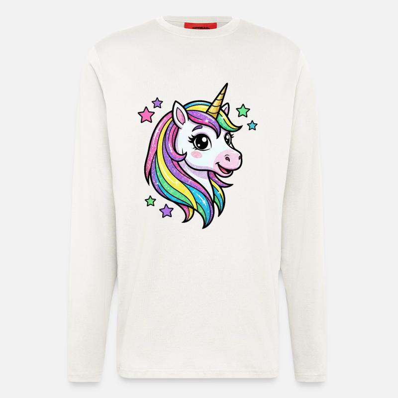 Rainbow Unicorn Glitter Head - Longsleeve - made by SPREAD  - OFF WHITE