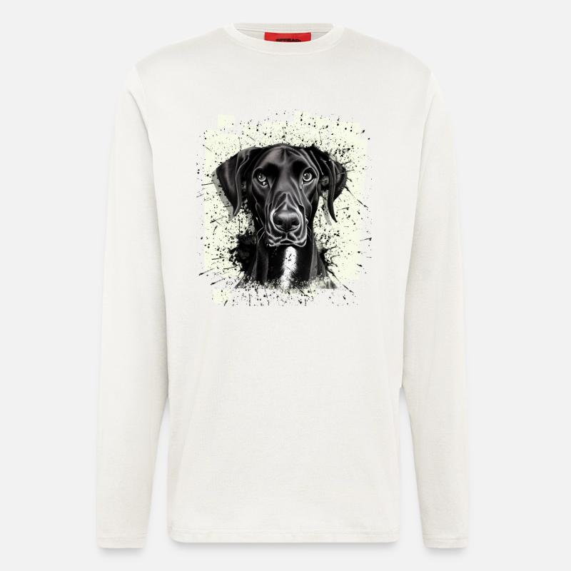 Chien Dogue Dogue Noir - Manches longues bio décontracté fabriqué en UE - OFF WHITE