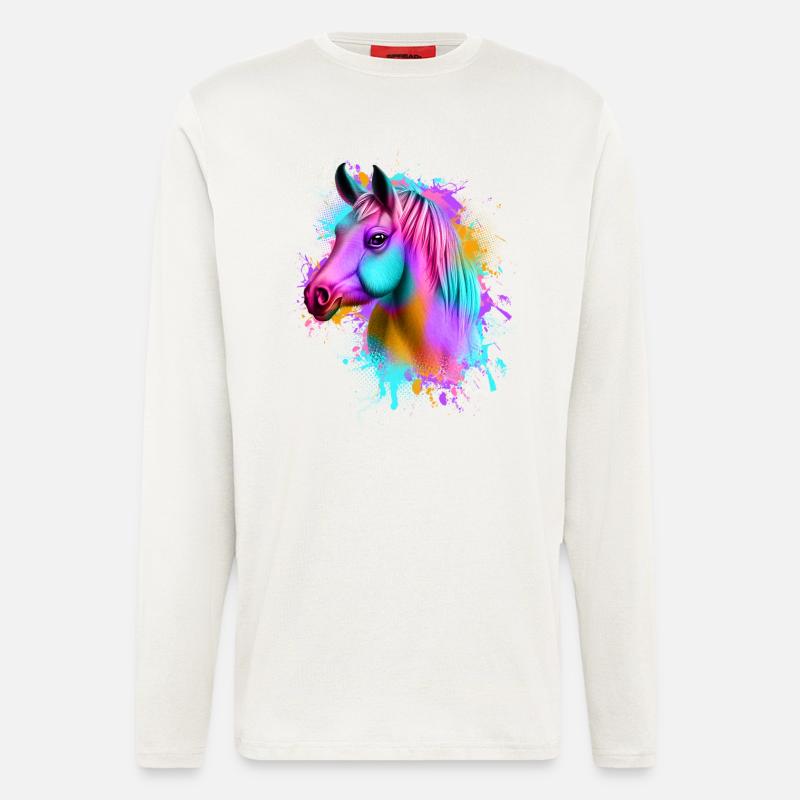 Pferd Graffiti Bunt - Langarmshirt - made by SPREAD  - OFF WHITE