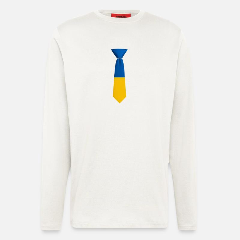 Blau-gelber Farbblock bindet - Langarmshirt - made by SPREAD  - OFF WHITE