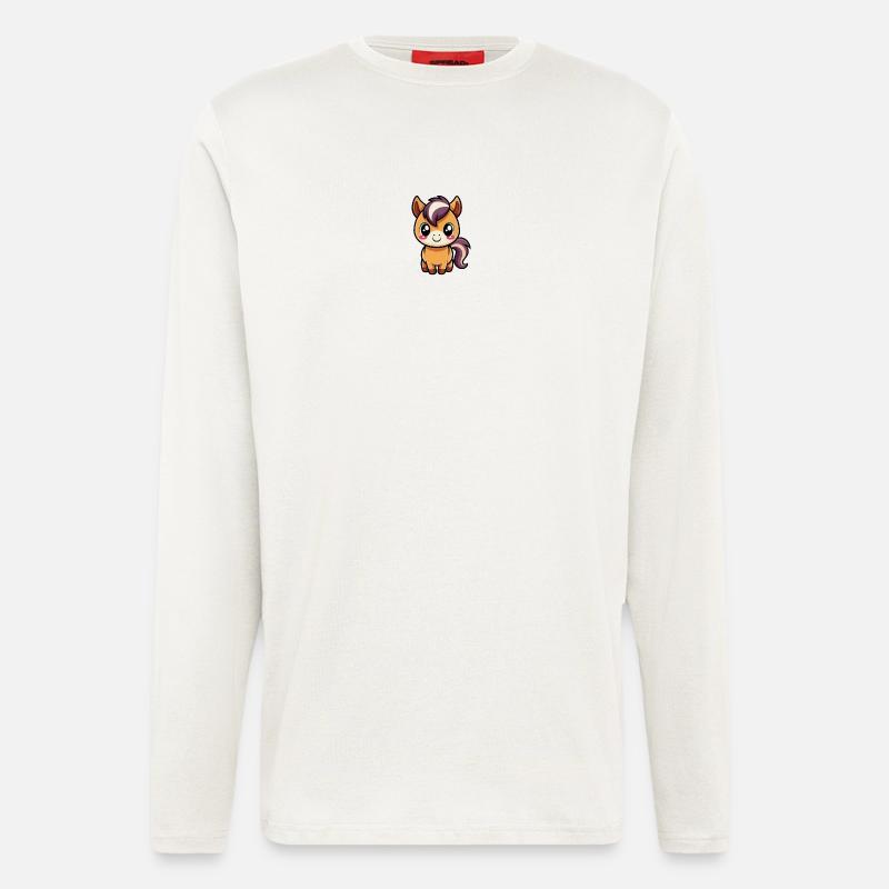 Süßes Chibi-Pony mit lila Mähne - Langarmshirt - made by SPREAD  - OFF WHITE