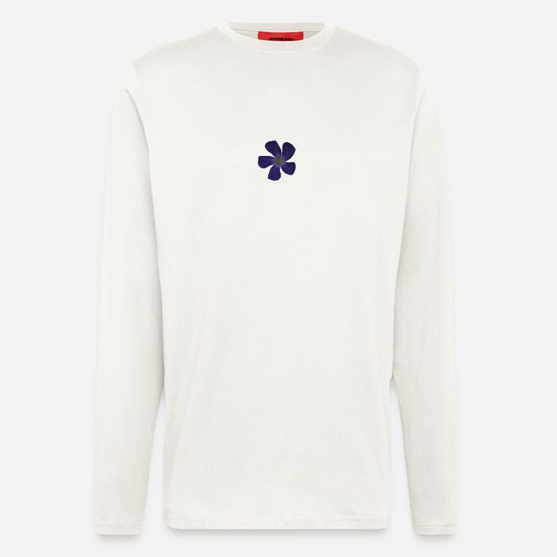 Fleur pourpre pervenche - Manches longues bio décontracté fabriqué en UE - OFF WHITE