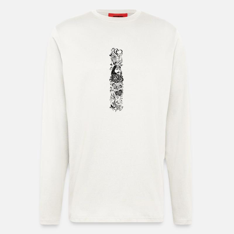 Ärmeldesign – Jesus Ethnostil schwarz - Langarmshirt - made by SPREAD  - OFF WHITE