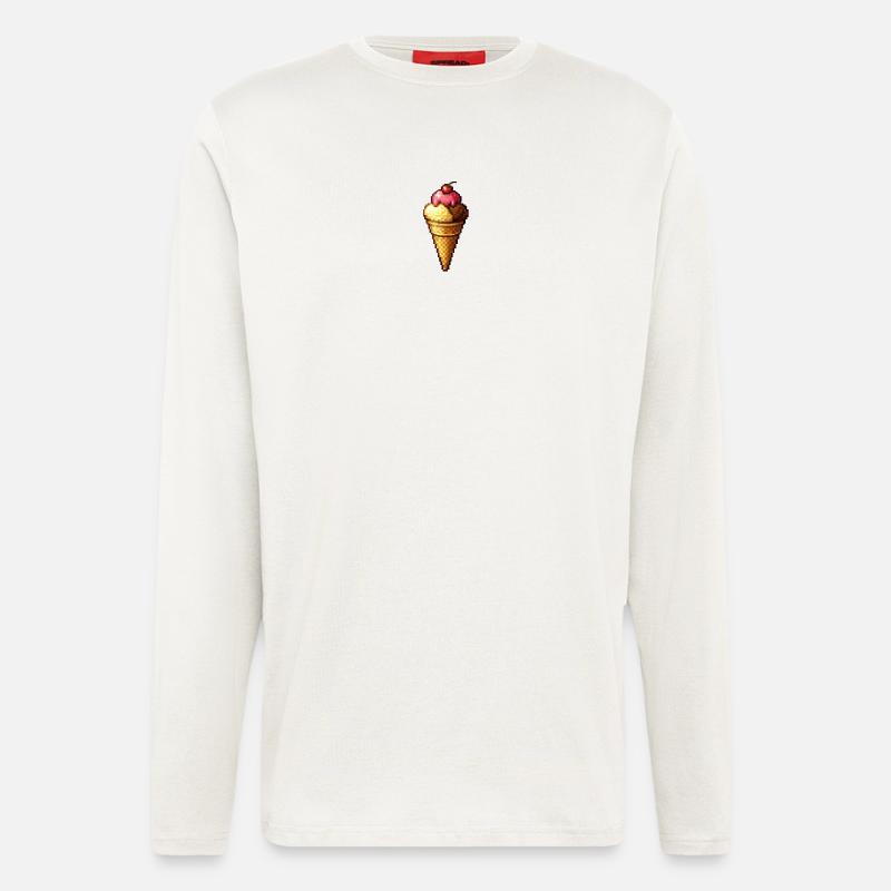 Retro Pixel Eiscreme Cone - Langarmshirt - made by SPREAD  - OFF WHITE