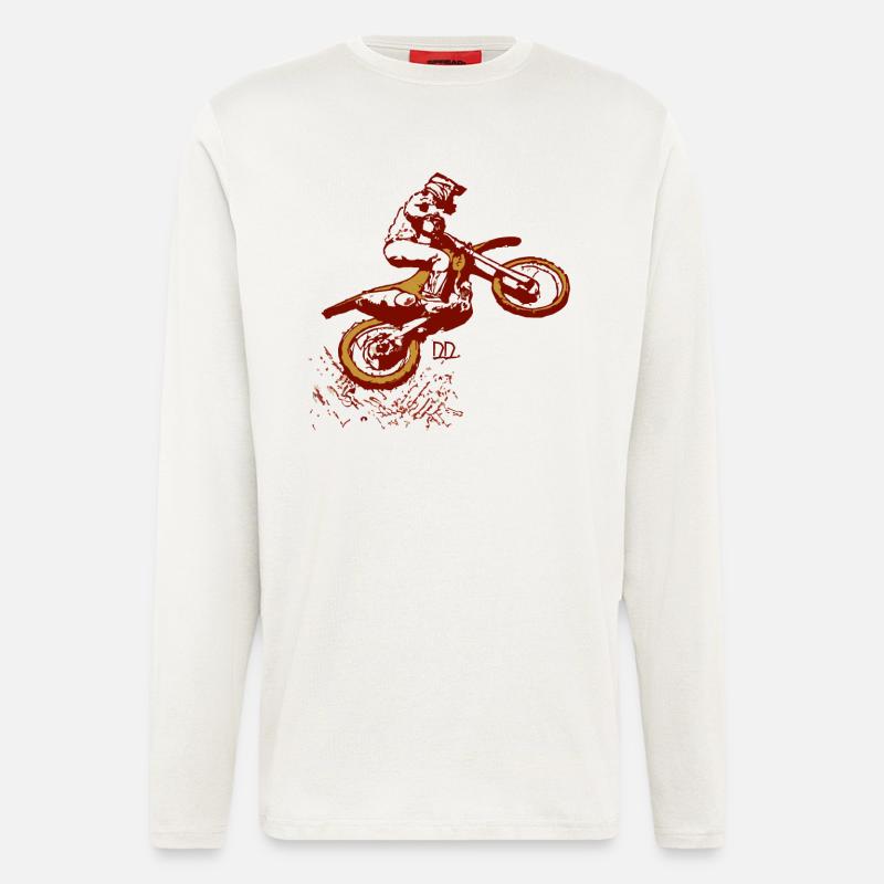 ein dreckiger Weitsprung beim Motocross - Langarmshirt - made by SPREAD  - OFF WHITE