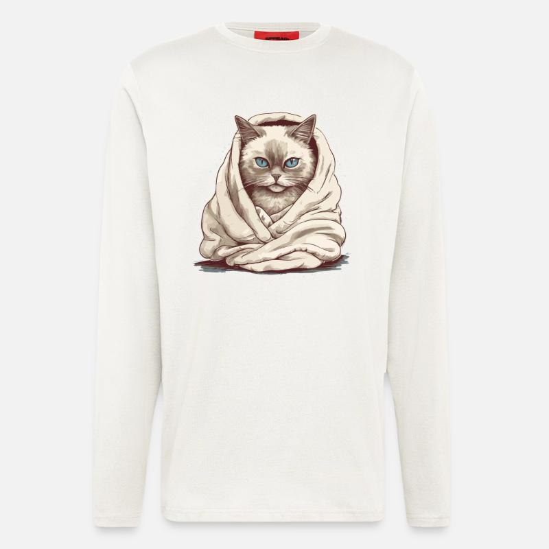 Cat in a blanket - Longsleeve - made by SPREAD  - OFF WHITE