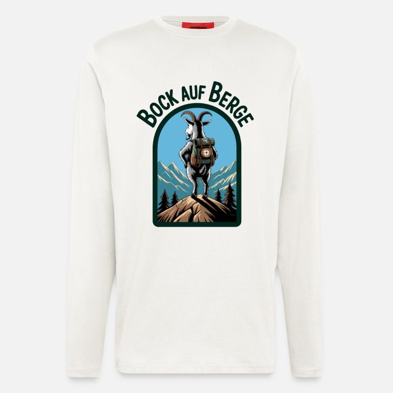 Bergziege mit Rucksack - Langarmshirt - made by SPREAD  - OFF WHITE