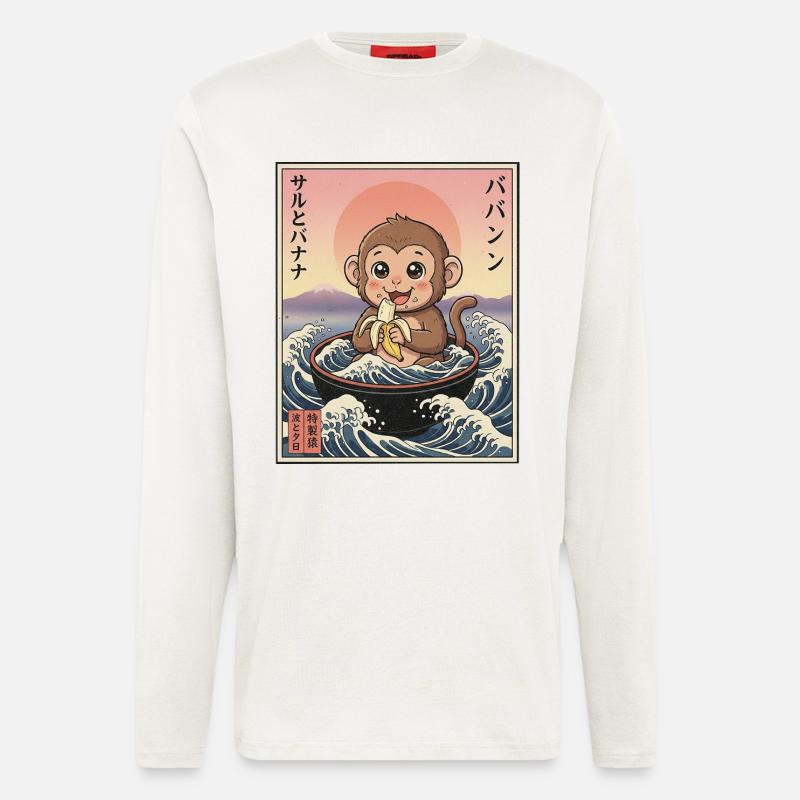 Süßes Äffchen Kawaii - Langarmshirt - made by SPREAD  - OFF WHITE