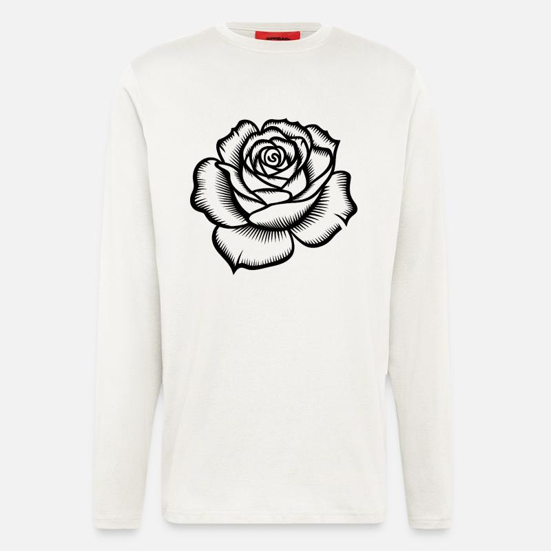 Rose - Cooles botanisches Logo - Langarmshirt - made by SPREAD  - OFF WHITE