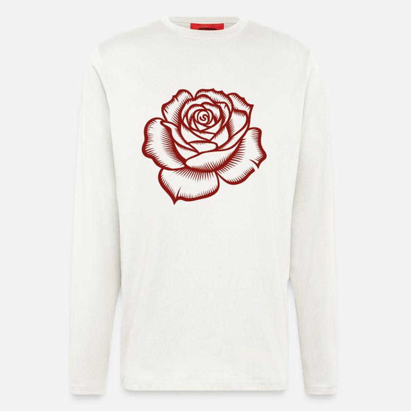 Rose - Cooles botanisches Logo - Langarmshirt - made by SPREAD  - OFF WHITE