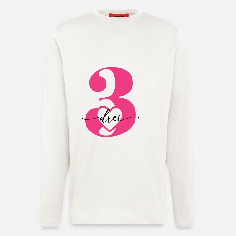 Digit Three 3 with Heart - Longsleeve - made by SPREAD  - OFF WHITE