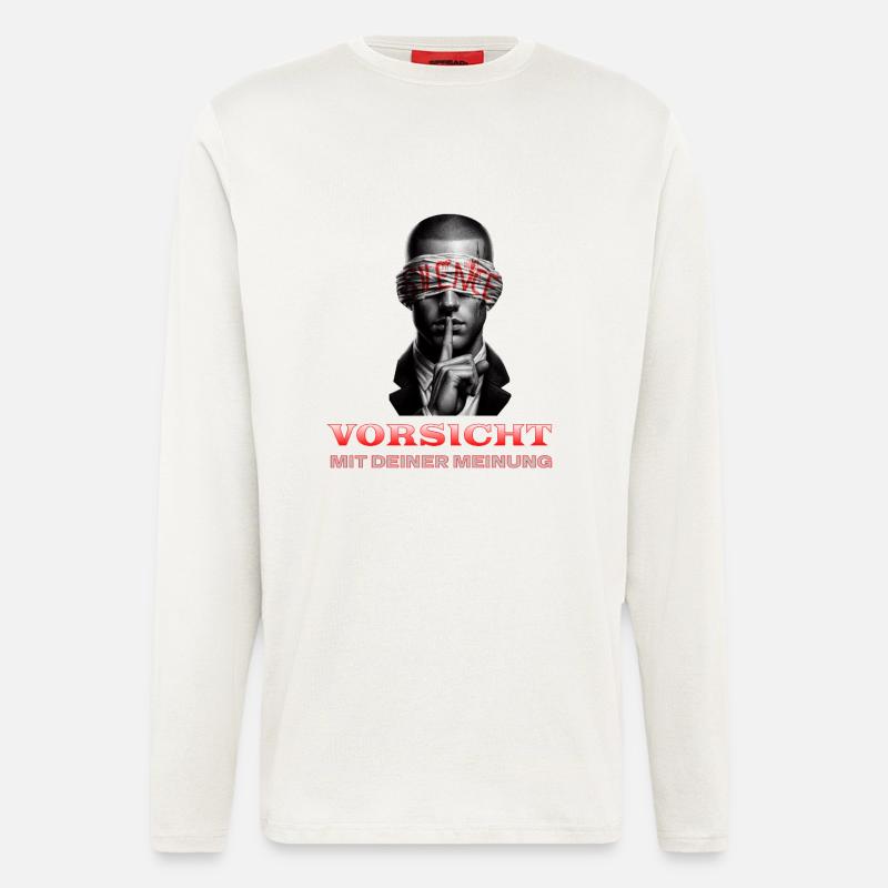 Vorsicht, Subtile Botschaft mit Augenbinde - Langarmshirt - made by SPREAD  - OFF WHITE