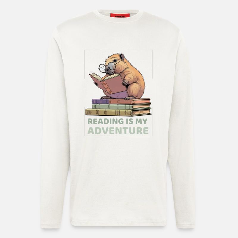 Capybara while reading -Reading adventure - Longsleeve - made by SPREAD  - OFF WHITE