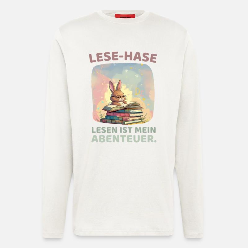 Rabbit reading with adventure style - Longsleeve - made by SPREAD  - OFF WHITE