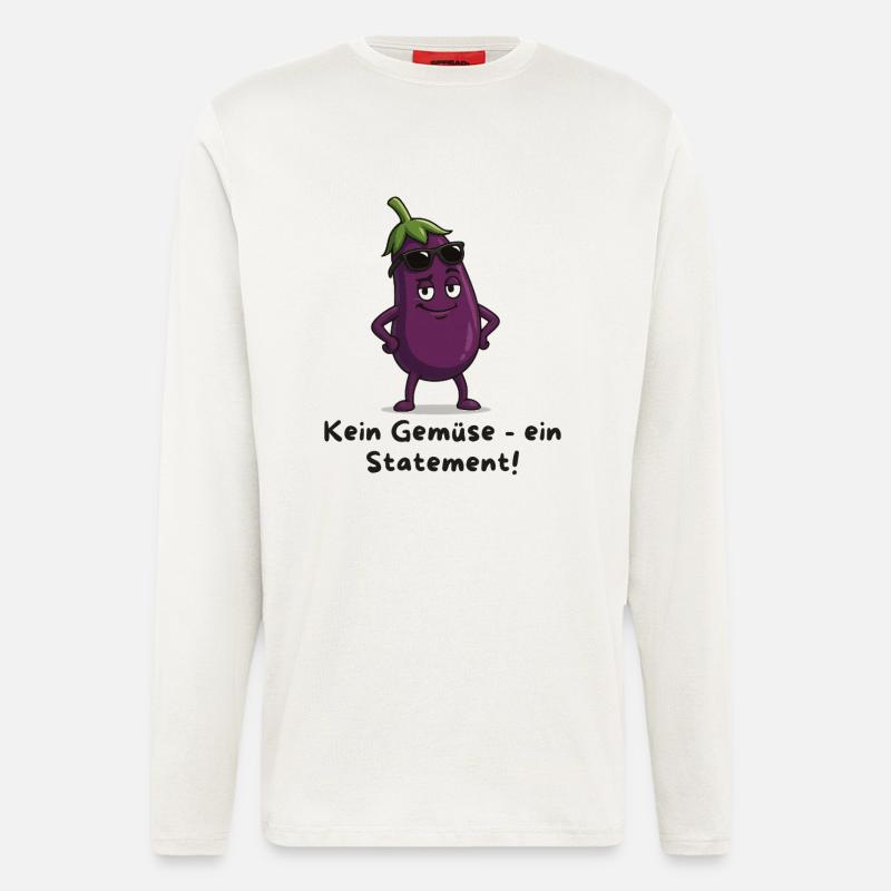 Eggplant with Style – No Vegetable Statement - Longsleeve - made by SPREAD  - OFF WHITE