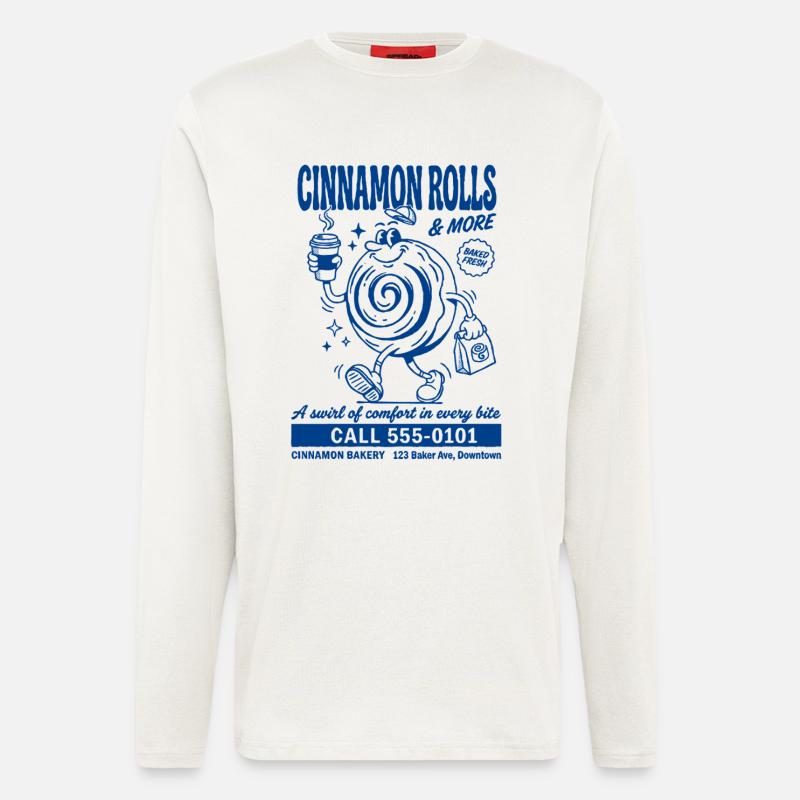Retro Cinnamon Roll Bakery - Langarmshirt - made by SPREAD - OFF WHITE