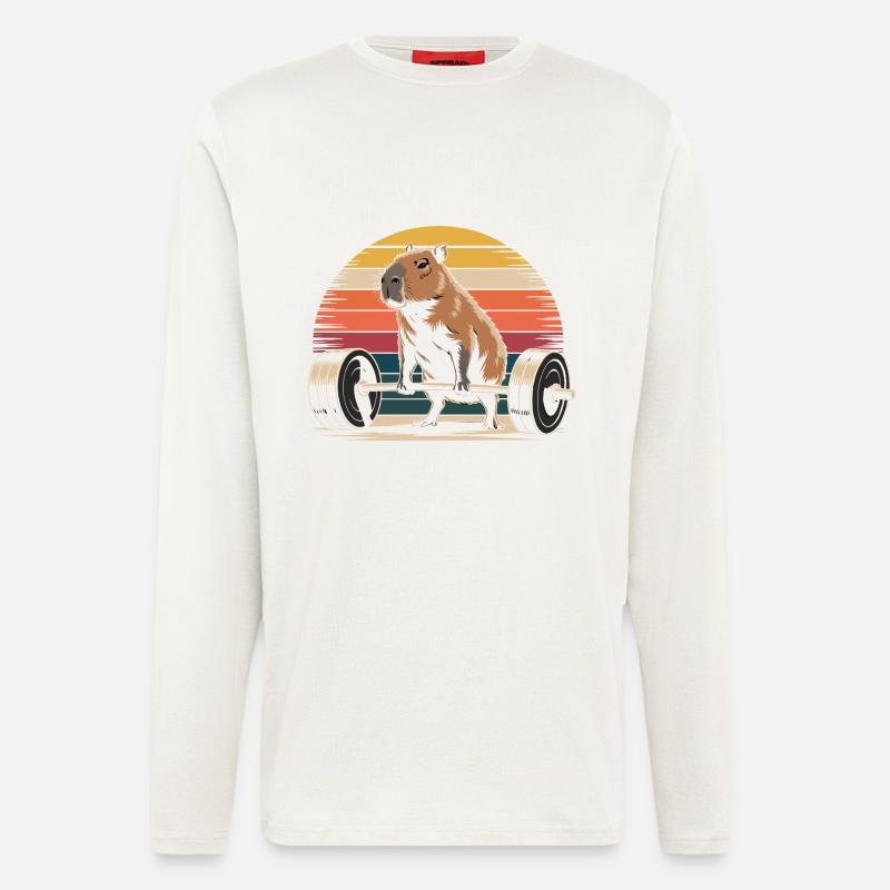 Capybara Kreuzheben - Langarmshirt - made by SPREAD - OFF WHITE