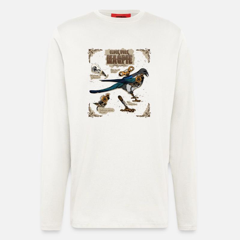 Steampunk Clockwork Magpie - Longsleeve - made by SPREAD  - OFF WHITE