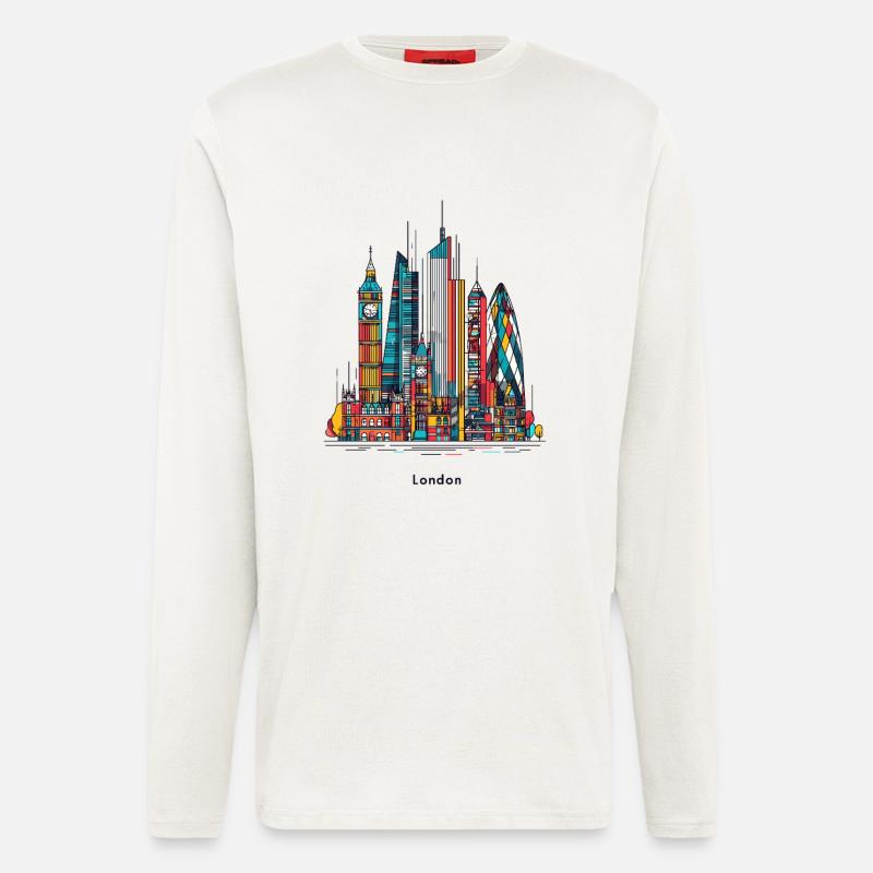 Londons bunte Skyline - Langarmshirt - made by SPREAD  - OFF WHITE