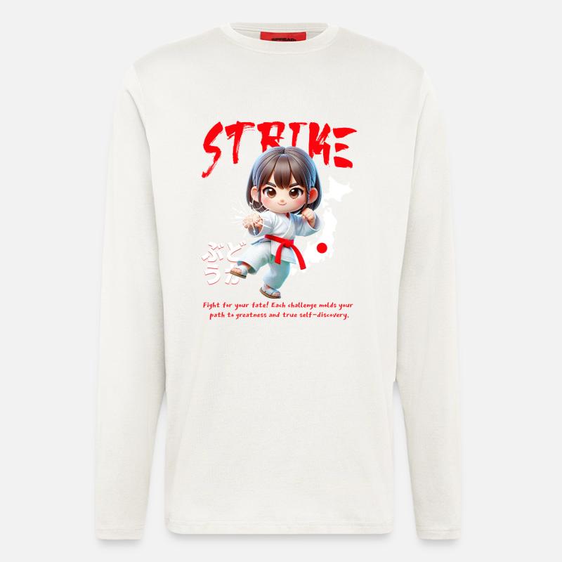 Chibi Karateheld Strike - Langarmshirt - made by SPREAD  - OFF WHITE