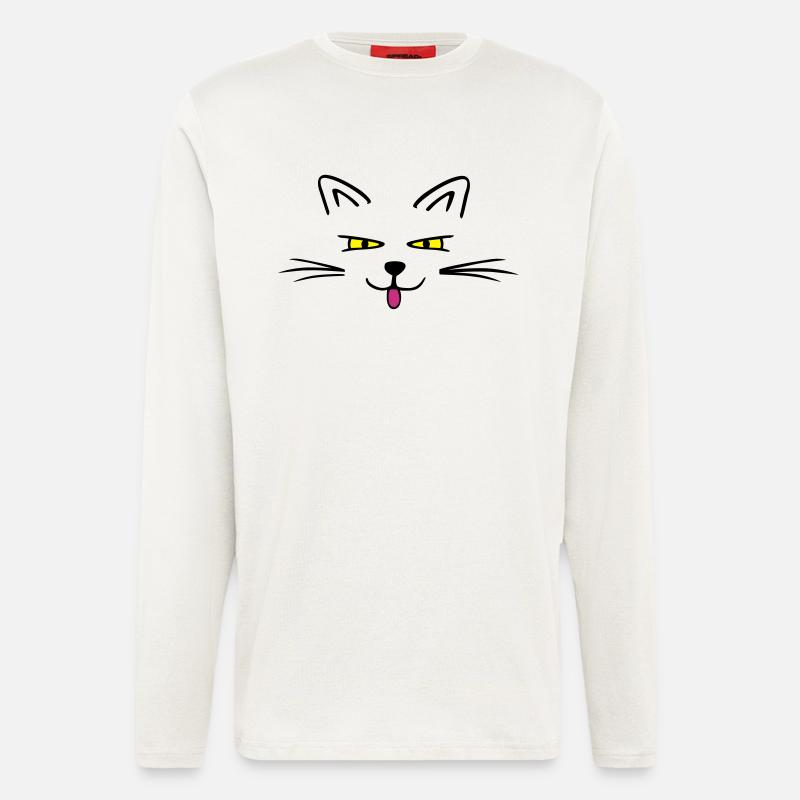 Katze Emoji - Langarmshirt - made by SPREAD  - OFF WHITE