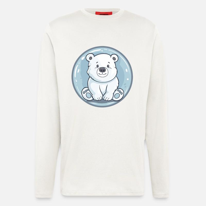 Süßer Eisbär im Cartoon-Stil - Langarmshirt - made by SPREAD  - OFF WHITE