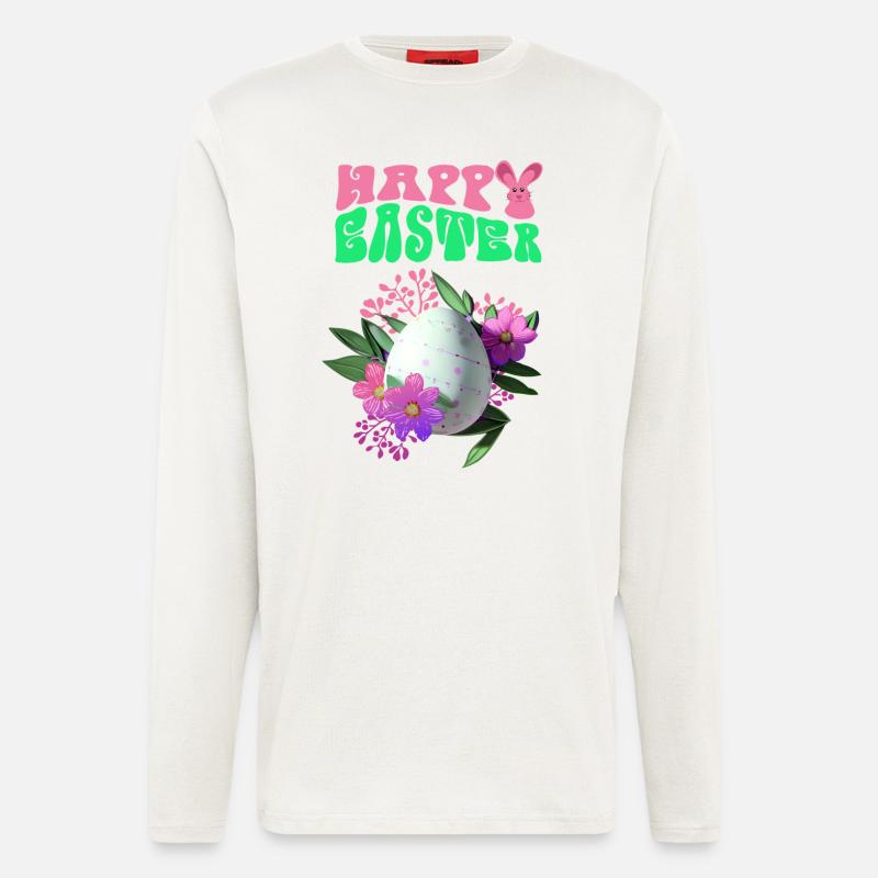 Happy Easter Flowers Easter Egg - Longsleeve - made by SPREAD  - OFF WHITE