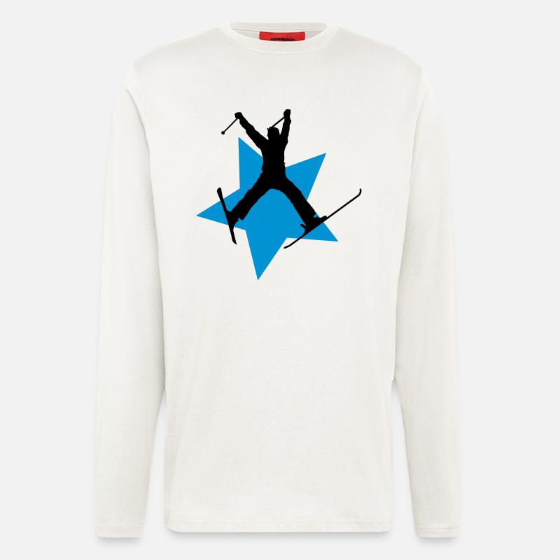 ski jump star - Manches longues bio décontracté fabriqué en UE - OFF WHITE