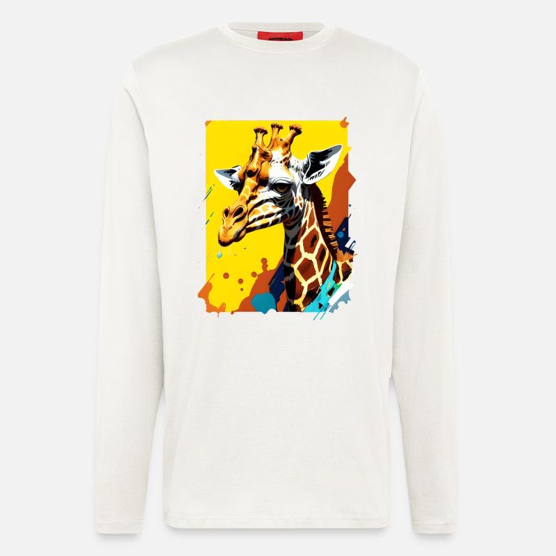 Giraffe Farbexplosion Neon - Langarmshirt - made by SPREAD  - OFF WHITE