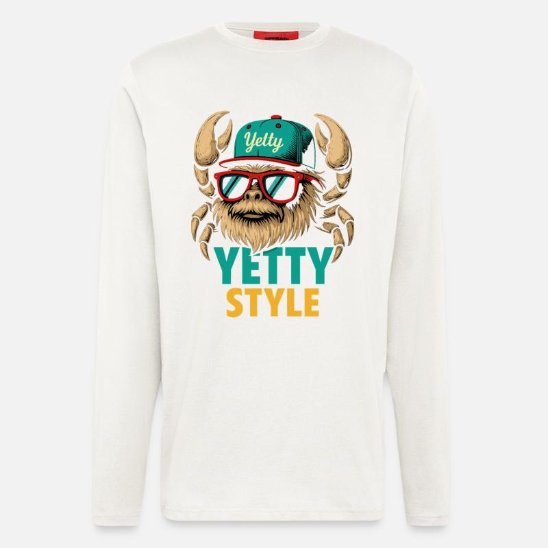 Graphisme Yeti Style Yetty - Manches longues bio décontracté fabriqué en UE - OFF WHITE