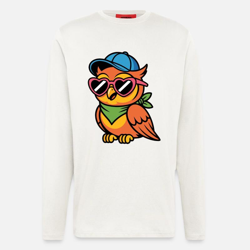 Lustige  Eule mit Sonnenbrille - Langarmshirt - made by SPREAD  - OFF WHITE