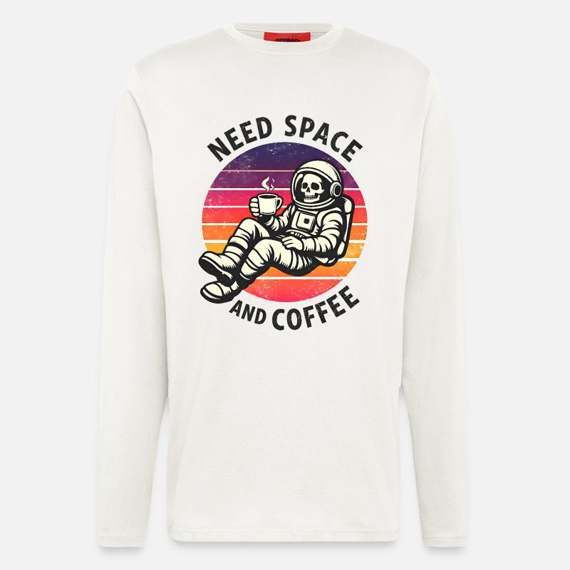 Need Space And Coffee Skeleton Astronaut - Longsleeve - made by SPREAD  - OFF WHITE
