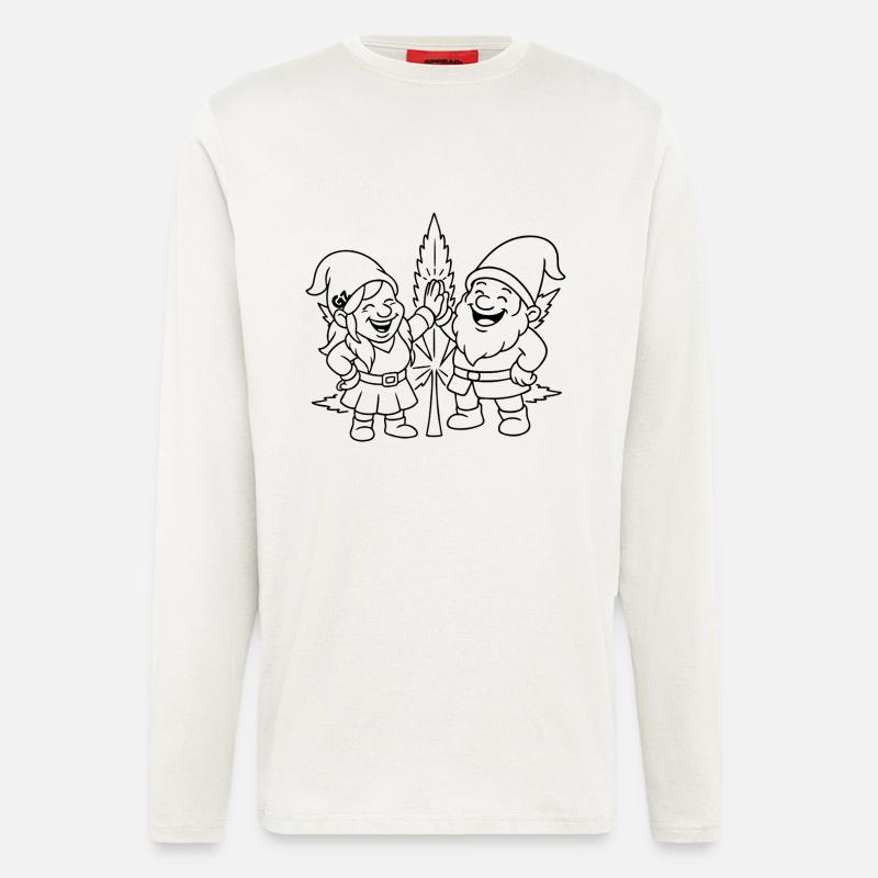 Zwergenfreunde mit Cannabisblatt - Langarmshirt - made by SPREAD  - OFF WHITE