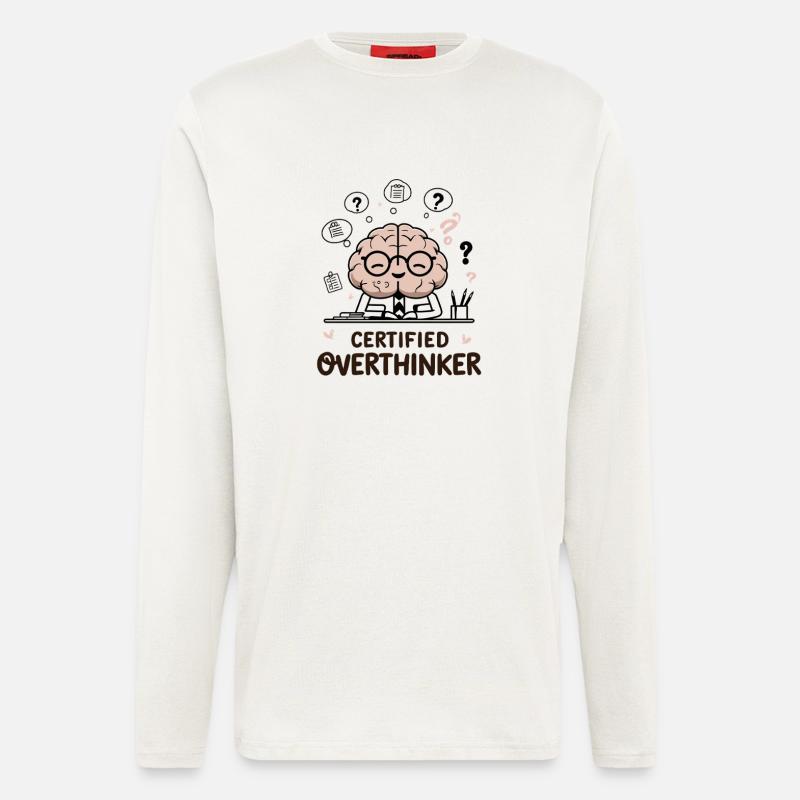 Certified Overthinker – Cute Brain - Longsleeve - made by SPREAD  - OFF WHITE